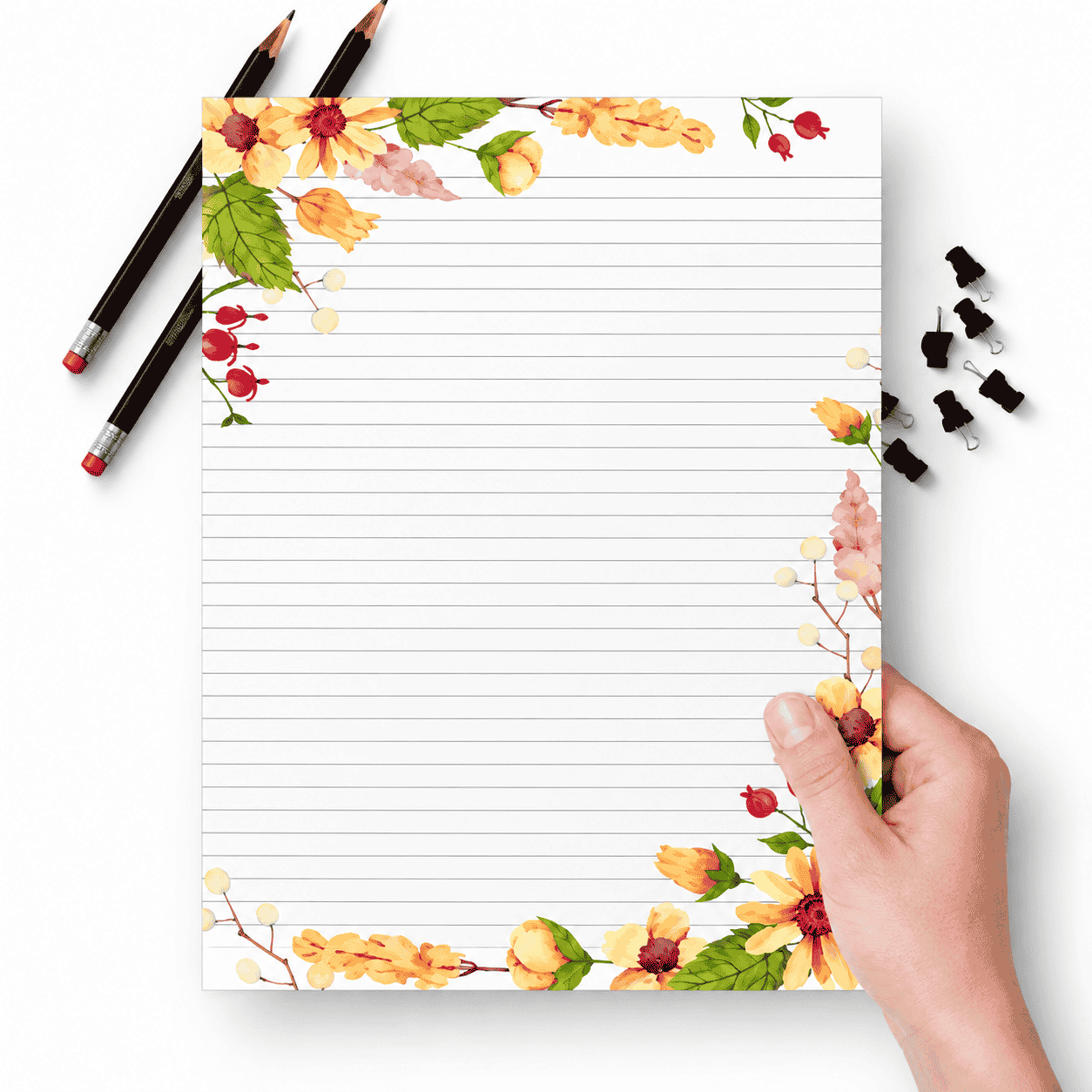 Floral Lined Stationery Flat Lay (1)
